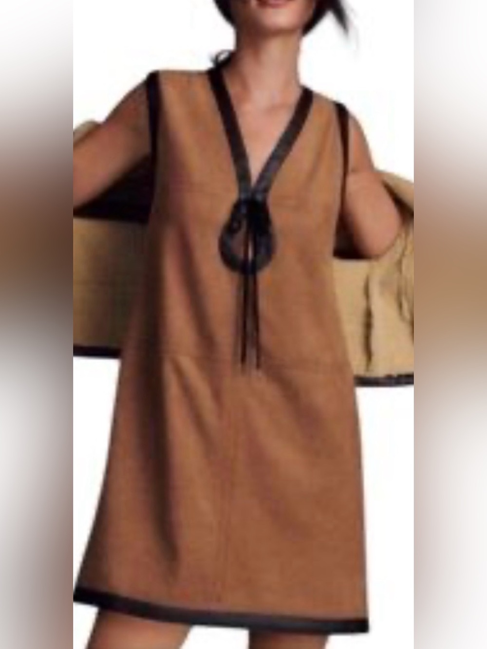 Anthropologie Faux leather sleeveless dress size L